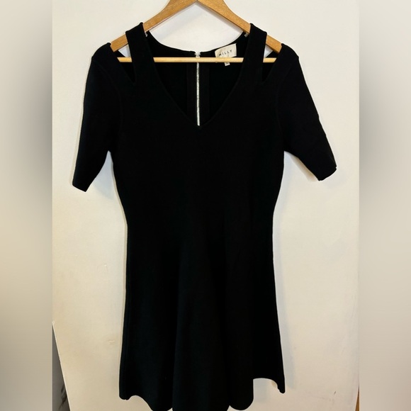Milly Black Knit Cutout Short Sleeve Swing Dress - Picture 9 of 12